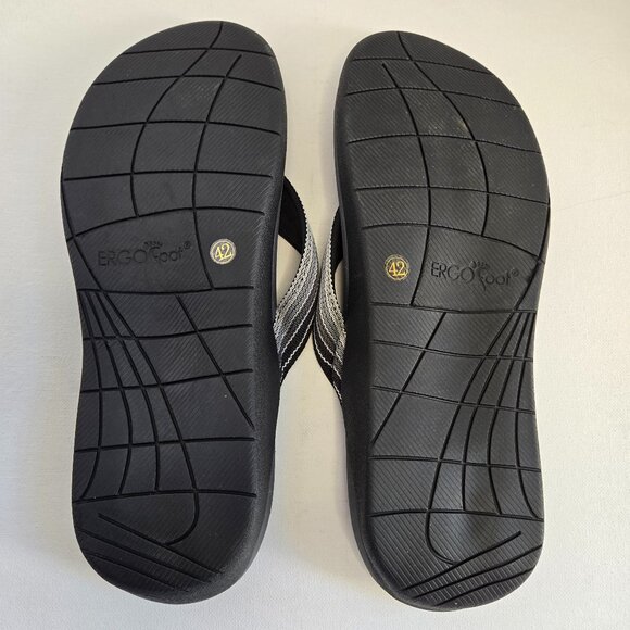 ERGOfoot Orthotic Flip Flops High Arch Support  Black Ombre Unisex Sz 42 - Picture 7 of 10